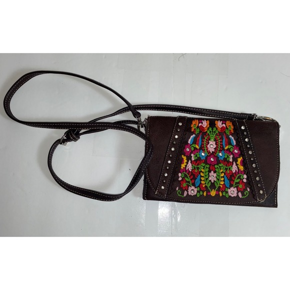 Other - American Bling Montana West Brown Floral Embroidered Rhinestone Crossbody Purse